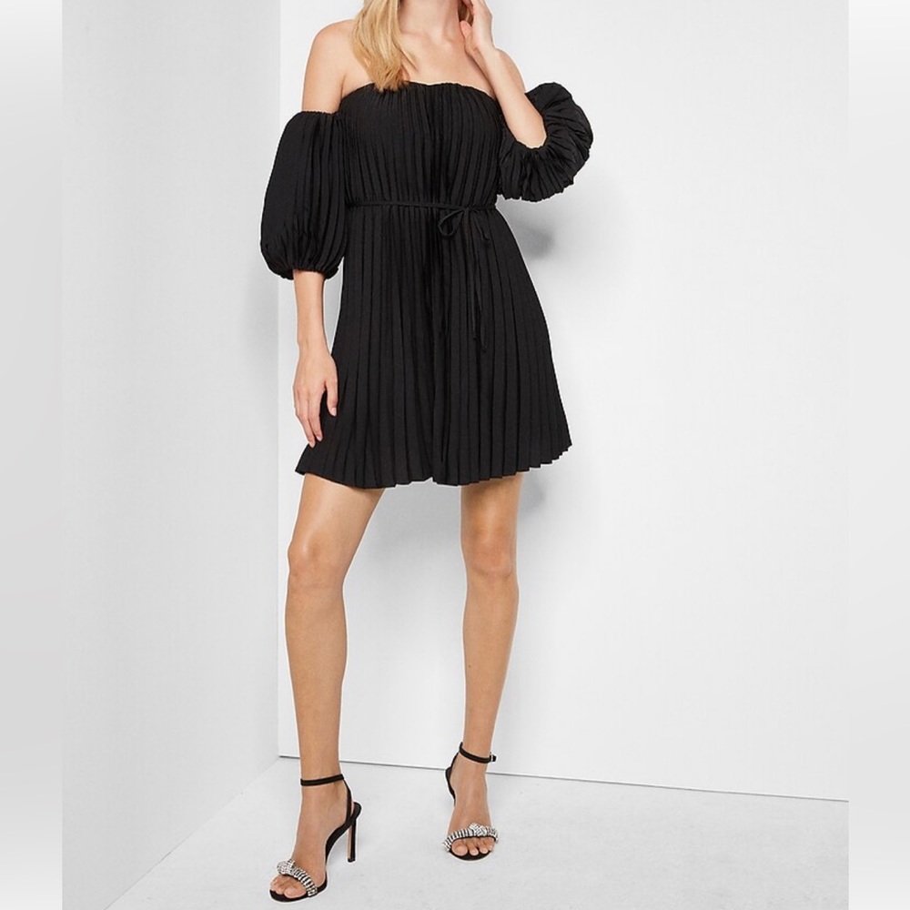 Express puff sleeve pleated mini dress